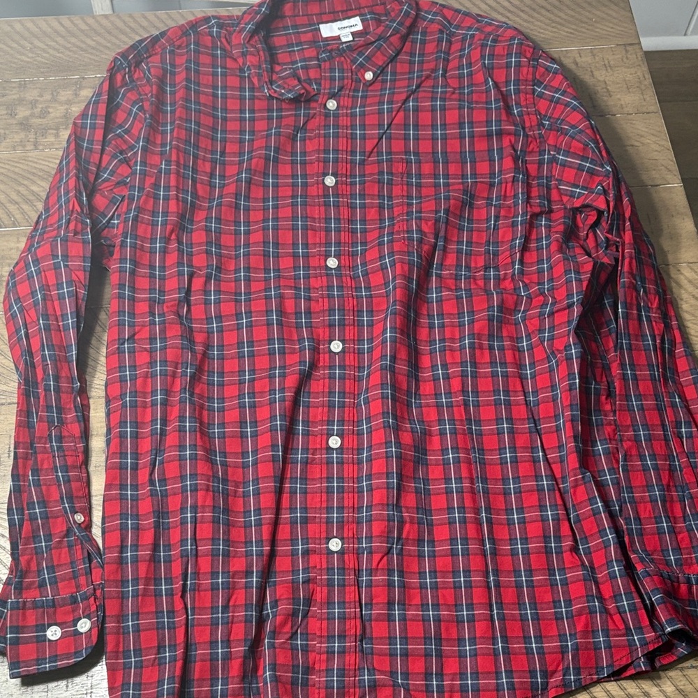 Sonoma Red and Blue Plaid Casual Shirt